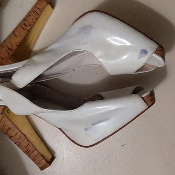 Womens white patent leather peep toe slingback pumps by bebe - Picture 6 of 9